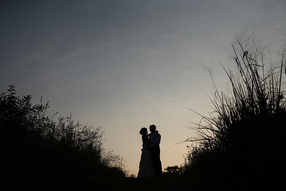 Silhouette bride and groom portrait at River Farm in Alexandria, VA. Photo by Stephen Bobb Photography, http://www.stephenbobb.com.