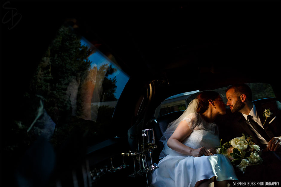 Couple in limo | Ritz Carlton Tysons Corner Wedding Photos