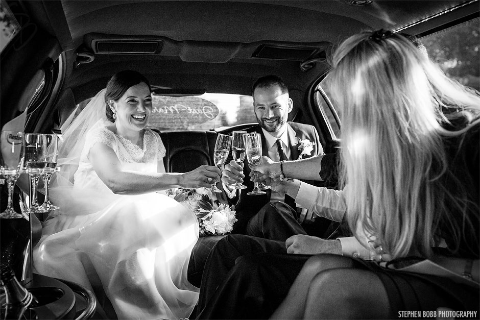 Toast in limousine | Ritz Carlton Tysons Corner Wedding Photos