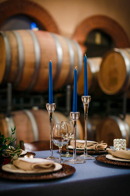 Potomac Point Winery Wedding photos - barrel room setup