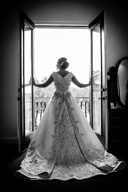 Potomac Point Winery Wedding photos - black and white bridal portrait