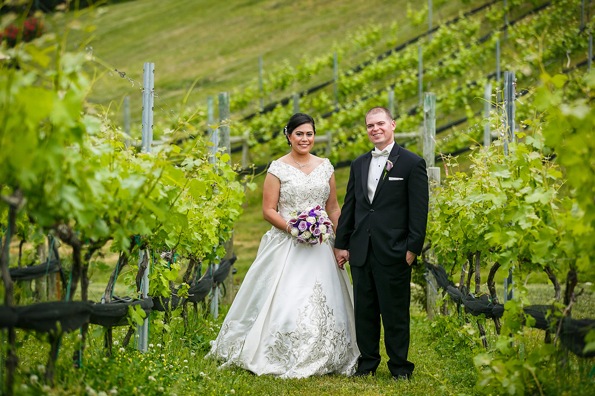Potomac Point Winery Wedding photos - bride and groom in the vineyard