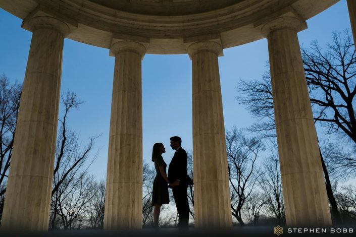Bride and groom at DC War Memorial