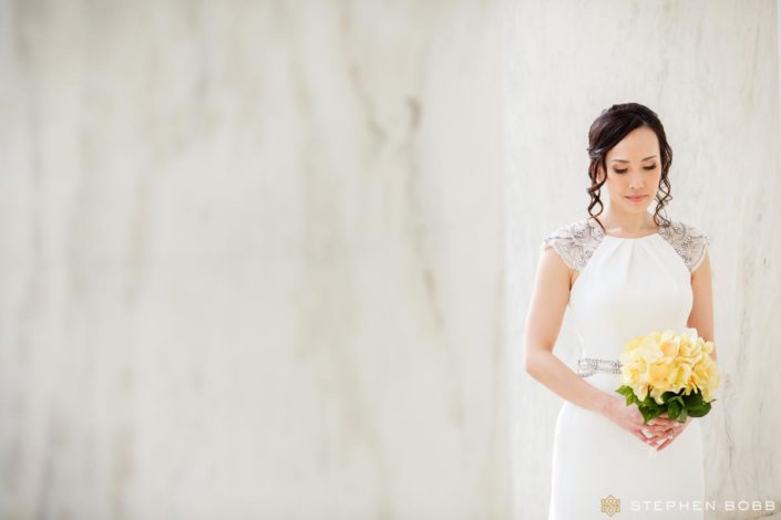 Beautiful bride at Jefferson Memorial